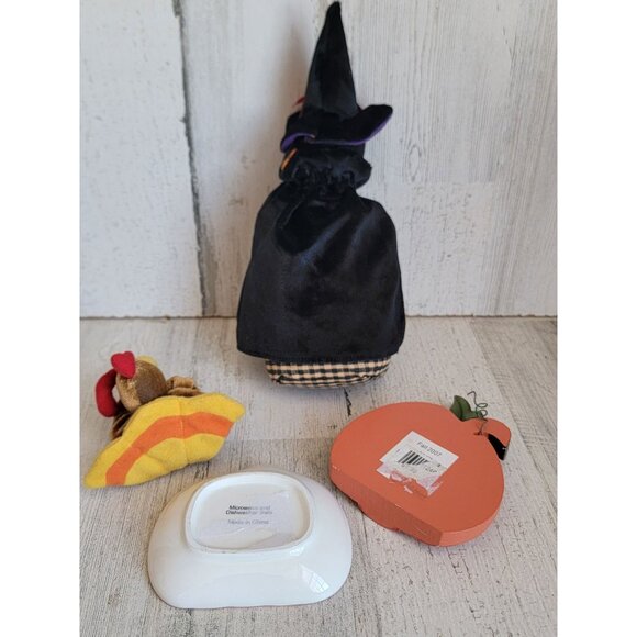 Cat witch turkey Pumpkin trinket Halloween Thanksgiving home decor set - Picture 5 of 5